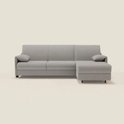 Primula divano letto angolare con materasso H18 cm - penisola contenitore in tessuto smacchiabile T05 grigio