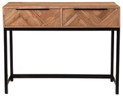 Console in acacia nera e metallo 2 cassetti L100 cm STICK