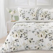 Lenzuola reversibili in cotone sateen - bianco con stampa floreale 3 parti: 1pc 160x200 + 2pc 70x80