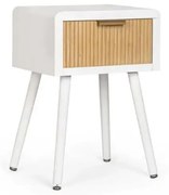 Comodino 1 cassetto Charley colore bianco - naturale 40X30X57H