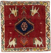 Shiraz Tappeto persiano 60 x 60 Rosso (Iran) Annodato A Mano