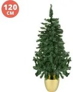 Albero di Natale 120 cm verde con vaso oro