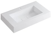 Lavabo integrale bacino al centro rettangolare L 90.5 x H 15 x P 46 cm in resina bianco