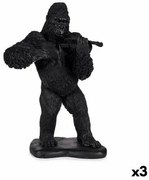 Statua Decorativa Gorilla Violino Nero 17 x 41 x 30 cm (3 Unità)