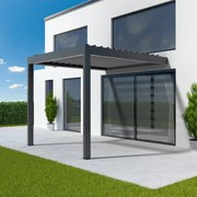 Pergola 3x3 m, pergola bioclimatica addossata, grigio antracite RAL 7016, alluminio, 3000x3000 mm, configura individualmente