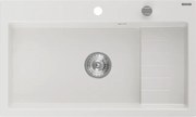 Mexen Omar lavello in granito 1-vasca 800 x 480 mm, bianco, sifone cromato - 6520801005-20