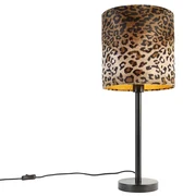 Lampada da tavolo moderna nera con paralume leopardato 25 cm - Simplo