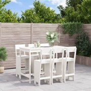 Set bar da giardino 7 pz bianco in legno massello di pino