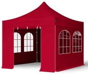 TOOLPORT 3x3m gazebo pieghevole con laterali (finestre), PREMIUM acciaio, rosso - (600032)