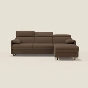 Violetta Divano Letto Angolare con Penisola contenitore, Poggiatesta e Materasso Alto H18 in tessuto impermeabile T13 marrone