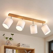 Faretto da soffitto Lindby Imarin, 81 cm, bianco, a 4 luci, legno