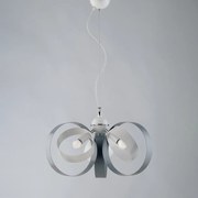 Lampadario Moderno 3 Luci Cerchi Ferro Bianco e Grigio Serie Bolla