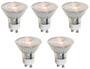 Set di 5 lampadine LED GU10 50mm trasparenti 4,5W 360 lm 2700K
