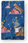Coperta blu in micropile a tema natalizio 130x170 cm Christmas Tiger – Catherine Lansfield