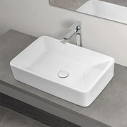 Lavabo da appoggio rettangolare moderno in Ceramica 48x38 cm Bianco lucido