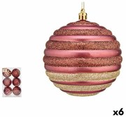 Set di palline di Natale Cerchi Rosa Plastica 10 x 11 x 10 cm (6 Unità)