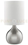 Lampada da tavolo touch - metallo argento satinato e paralume in te...