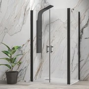 Kamalu - Box doccia 70x70 nero apertura saloon altezza 200h | KS2800AS