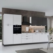 Cucina Reversibile 360 Cm Bianco Lucido E Pensili Grafite Iris