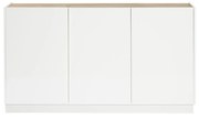 Credenza design laccato bianco lucido e legno chiaro 3 ante L155 cm NELIO