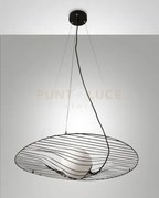 Homa lampadario a sospensione nero in metallo e vetro 1 luce attacc...