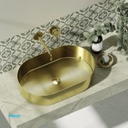 Lavabo D'Appoggio "Jupiter" Da 55 Cm Finitura Oro C/Piletta Click-Clack