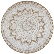 Tappeto İn Juta Intrecciata Con Stampa 150 Cm Rotondo /