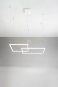 Cross sospensione in alluminio verniciato bianco 2 quadrati led 64w...