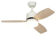 Ventilatore da soffitto per esterni bianco con stampa legno 91,3 cm con LED dimmerabile con telecomando IP44 - Toledo