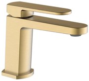 Rubinetto per lavabo a canna bassa getto laminare cristallino Zefir oro spazzolato AQUASANIT