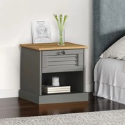Comodino vigo grigio 42x35x40 cm in legno massello di pino