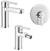 Set miscelatori lavabo bidet e doccia incasso Iole cromati scarico incluso