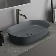 Lavabo da appoggio ovale in ceramica L 60 x P 38 x H 12 cm marrone