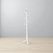 Appendiabiti da terra in legno con 9 ganci base tre piedi altezza 180 cm Bianco