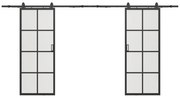 Porte scorrevole doppia esterno muro 2 x H205 x L83 cm Alluminio e Vetro temperato - WILDEN II
