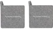 Set 2 presine 17x17 cm antracite con scritta in misto cotone