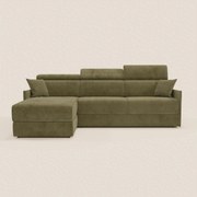 Miryam divano letto angolare compatto - poggiatesta reclinabili e penisola contenitore in tessuto smacchiabile T31