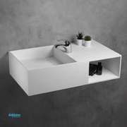 Lavabo Sospeso "Venere" In Solid Surface C/Vano a Giorno Finitura Bianco Opaco Da 80 Cm