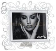 Portafoto di design scarabocchio maxi orizzontale bianco marmo in f...