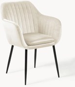 Sedia con braccioli in velluto e gambe in metallo Emilia