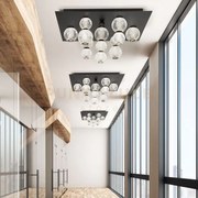 Diamante plafoniera quadrata, acrilico trasparente, cornice nero op...