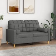 Divano a 2 posti con cuscini grigio scuro 120 cm in tessuto