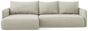 Divano angolare color crema allungabile/con contenitore (con penisola a sinistra) Nanea – Makamii