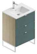 Mobile sottolavabo e lavabo Quadra natura/mirto in mdf L 60 x H 93 x P 46 cm 3 cassetti