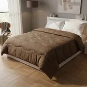 Trapunta invernale matrimoniale marrone trama in rilievo