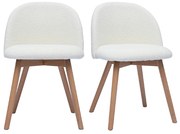 Sedie scandinave in tessuto effetto lana bouclé bianco e legno massello chiaro (set di 2) CELESTE