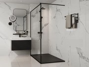 Piatto per doccia da posare o da a incasso 160 x 90 cm in Resina con sifone Nero - MIRNOSA