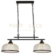 Highworth 2lt pendant - metallo nero e vetro stile olografico