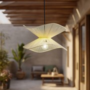 Lampada a sospensione da esterno Lindby Valdorin, beige, cotone, Ø 40 cm Valdorin Lindby, dimmerabile, Crema / Ambra, Tessuto / Stoffa / Seta, Moderno
