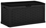 Cassapanca stile rattan con struttura in plastica intrecciata, Antracite